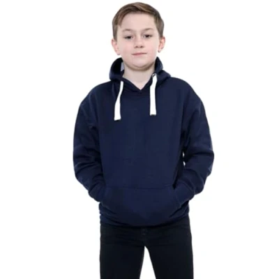 Image of True Face Kids Fleece Hoodie Pullover Top Youth Long Sleeve Casual Hoody Girls Boys Unisex Sweatshirt Navy White Cord 7 8 Years