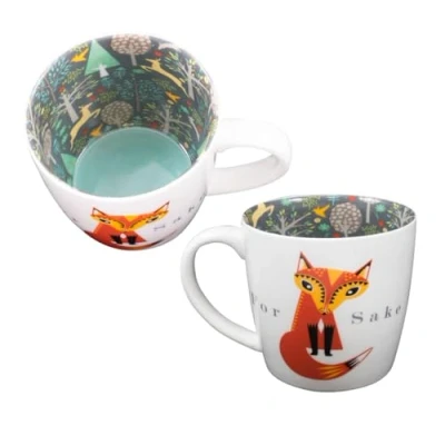 Image of Two Up Down Mug Ceramic Tea/Coffee Inside Out for &#039;Fox&#039; Sake