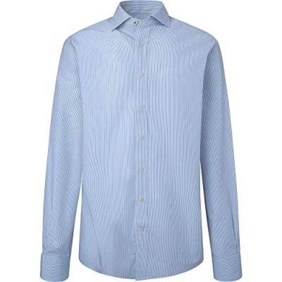 Image of Hackett London Men&#039;s Two Tone POP Stripe Shirt, White/Blue, S