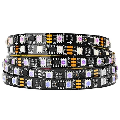 Image of BTF LIGHTING WS2811 IC Addressable Dream Color LED Strip 16.4FT 60LEDs/m 20Pixels/m 300LEDs 100pixels IP30 Non Waterproof Black PCB Flexible DC12V Chasing Effect for Bedroom Desk Home Decoration