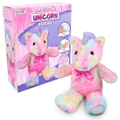 Image of abeec Sew Your Own Rainbow Unicorn Gifts for Girls Make Kids Teddy Bears Includes Plush, Birth Certificate, Needle &amp; Thread Stuffing