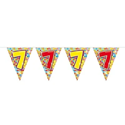 Image of Folat 7th Birthday Mini Blocks Garland 6 meters Multicolor