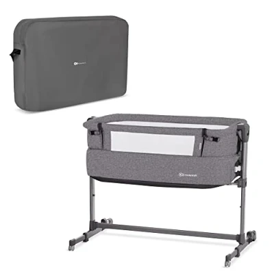 Image of Kinderkraft NESTE UP Side Cot, Baby Beds, Extra Bed, Children&#039;s Travel 2 in 1, Height Adjustment, with Accessories, Mattress, Lightweight Construction 9 kg, Melange Grey