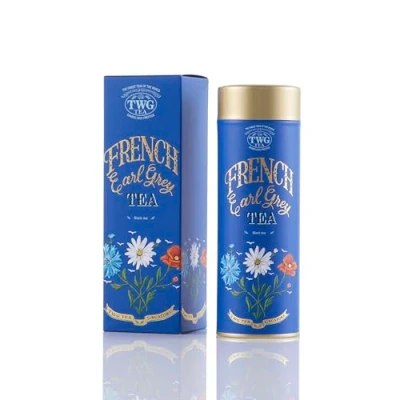 Image of TWG Tea French Earl Grey Loose Leaf Black Bergarmot &amp; Blue Cornflowers Haute Couture Tin, 100g Gift Set
