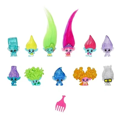 Image of DREAMWORKS TROLLS Band Together Mineez 11pc Brozone + Friends Performance Pack 11 1.5 Inch Collectible Figures And 1 Accessory