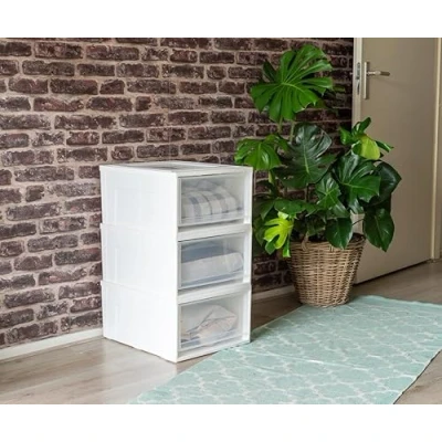 Image of 30 Litre Stackable Modular Cabinet Storage Drawer Organiser in White (3)