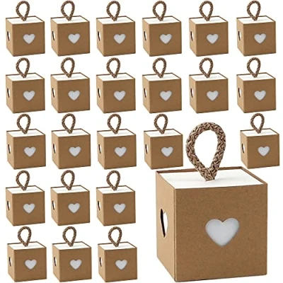 Image of Aieraczy 30 Pieces Craft Paper Candy Box, Kraft Favour Gift Wedding Boxes, Mini Vintage DIY Party Treat Boxes for Birthday, Bridal, Baby Shower, Christmas Festival, Brown