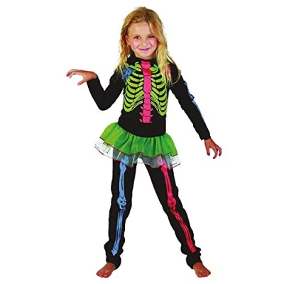 Image of Bristol Novelty CC221 Skeleton Girl Multicoloured Costume For Kids Multicolor, Multi Colour, Age 8 10 years old