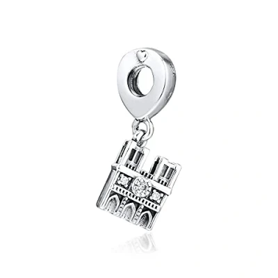 Image of SANHUA Charms S925 Sterling Silver Notre Dame Cathedral Beads Pendant for Women Girls Daughter Mom Friends,Compatible with Pandora Charm Bracelets
