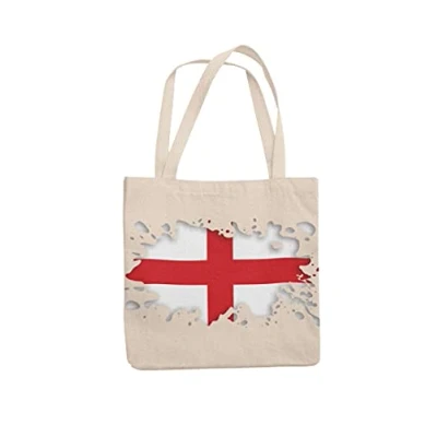 Image of St George Flag England English Tote Reuseable Shopping Bag Novelty Present Gift Printed Eco Friendly Stylish Long Handled Shoulder