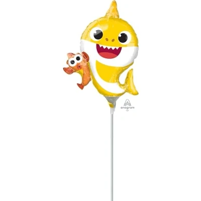 Image of amscan 4076302 Official Pink Fong Baby Shark Minishape Foil Balloon Birthday Party Accessory
