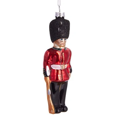 Image of BRUBAKER Soldier England Grenadier Guards Hand Painted Glass Christmas Bauble Mouthblown Tree Decoration Figures Funny Pendant Ball 5.5 inches (14 cm)