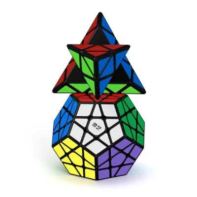 Image of ROXENDA Speed Cube Set, Bundle of Pyramid Dodecahedron Set Smooth Puzzle Magic Toy for Kids 2 Pack