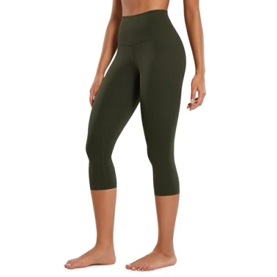 Image of CRZ Yoga Butterluxe 19&#039;&#039; High Waisted Capri Workout Leggings for Women Lounge Buttery Soft Pants Olive Green 16