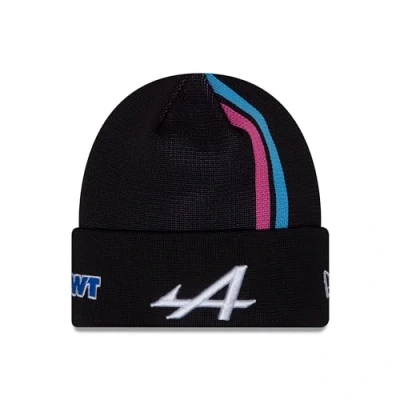 Image of Alpine F1, Official Merchandise, Cuff, Knit, Beanie Hat, Black, Stripe, Team Kit, Edition, Ocon, Gasly, Youth, Kids, Children