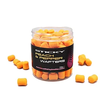 Image of Peach and Pepper Dumbell Wafters 12mm 115g Tub Sticky Baits
