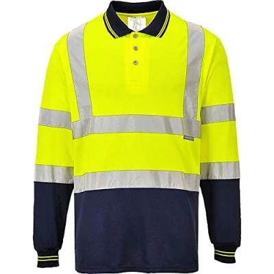 Image of Portwest Two Tone Long Sleeved Polo, Size: L, Colour: Yellow/Navy, S279YNRL