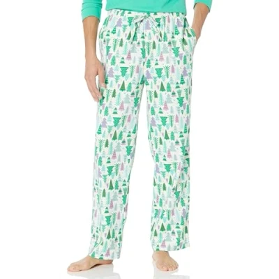 Image of Amazon Essentials Men&#039;s Breathable Flannel Pyjama Trousers (Available in Big &amp; Tall), Ecru Festive Tree, 5XL Plus