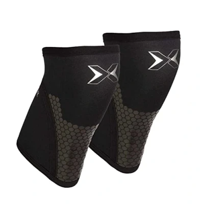 Image of PICSIL Neoprene Knee Pad Cross Training Hex Tech, 5/7mm, 2 Pads For Powerlifting and Weightlifting, Extra Support, Unisex (5mm Black S)