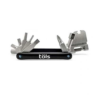 Image of TÖLS Aina Multi Tool, 18 Tools Bike Repair Kit 6 Allen Keys + Torx Key Star Screwdriver Flat 5 Spoke V Chain Cutter Bottle Opener