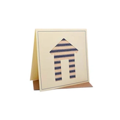 Image of Beach Hut Seaside Nautical Stripe Fabric Silhouette Harbour Boat Greeting/Birthday Card