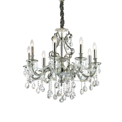 Image of Gioconda 8 Light Crystal Chandelier Antique Silver Finish, E14