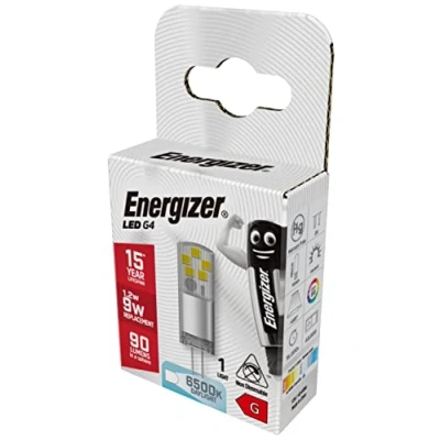 Image of Energizer G4 LED Light Bulb. 1.2W (10w Halogen Equivalent) 12V. 90 Lumens. Bi Pin Base Energy Saving. Warm White or Daylight (4, 6500k)