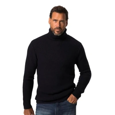 Image of JP 1880 Men&#039;s 1/1 Turtleneck Sweater, Navy Blue, XXL Große Größen