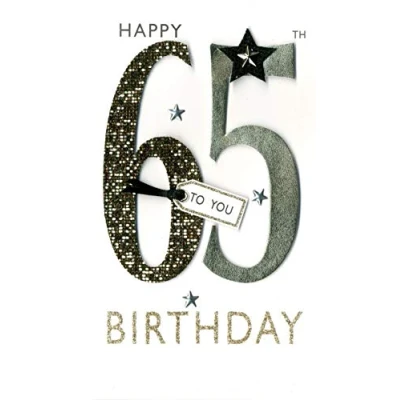 Image of 65th Birthday Greeting Card Hand Finished Champagne Range Cards JGS647