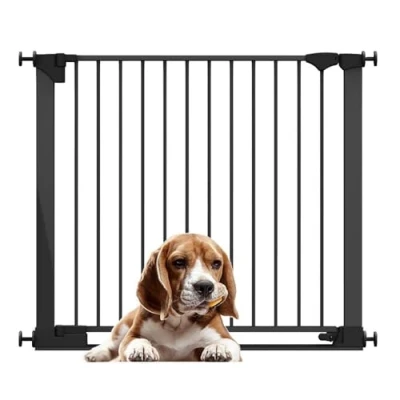 Image of Bettacare SafeStep Dog Gate, Black, 96cm 103cm, Extra Low Walkthough, 81cm Wide Doorway, One Piece Gate for Stairs, Hallways and Doors, Pet Puppy, Easy Installation