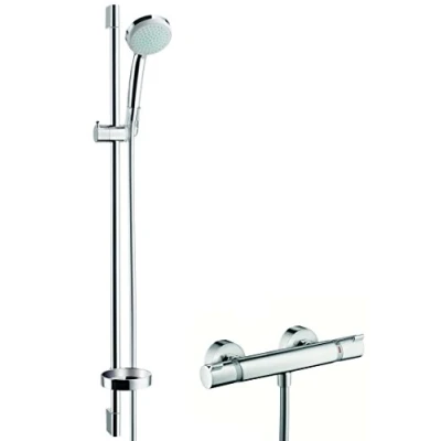 Image of hansgrohe Croma 100 shower system Vario EcoSmart 9 l/min with Ecostat Comfort thermostatic mixer and rail 90 cm