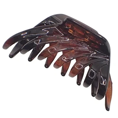Image of Topkids Accessories 9cm Black or Brown Tort Hair Claw Clip, Detailed for Women &amp; Girls, Thick Claw, Clips Clips, Medium Clamps Claws (Tort Swept Tooth)