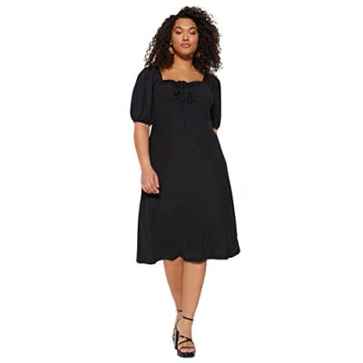 Image of Trendyol Women&#039;s Slim line Relaxed fit Knit Plus Size Dress, Black, 4XL