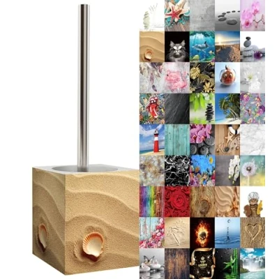 Image of Sanilo Toilet Brush and Holder, Wide choice of beautiful Stainless Steel Handle, With Exchangeable Head, Easy to clean (Clam)