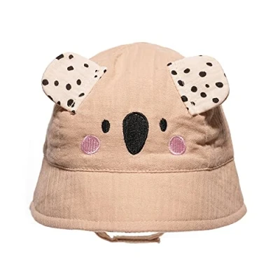 Image of Undercover Baby Bucket Hat with Strap GL666 Beige 6 12 Months