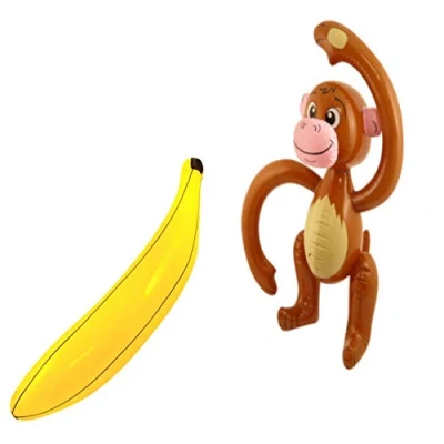 Image of Lifeessentials11 Inflatable Monkey and Banana Pinata Jungle Loot/Party Chimp Ape Wedding/Kids Fancy Dress Gorilla Yellow Blow Up Stag Do Hen