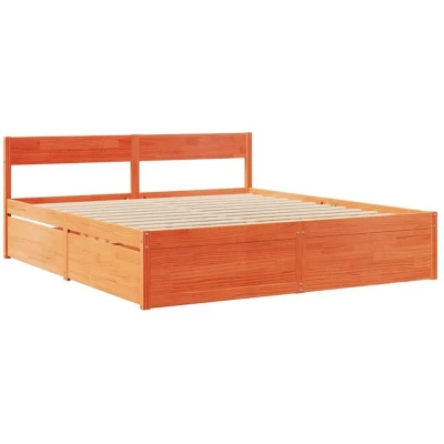 Image of vidaXL Bed Frame without Mattress Wax Brown 180x200 cm Super King Solid Wood Pine