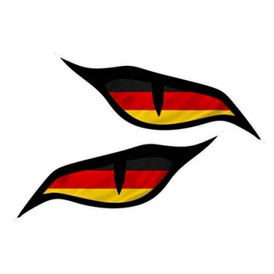 Image of LARGE Pair Of Evil Eyes Eye Stickers With German Germany Flag Motif Vinyl Car Motorbike Helmet Sticker Decal each 140x60mm
