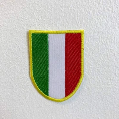Image of Italian Flag Racing Sport Football Badge Shield Iron Sew on Embroidered Patch