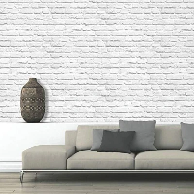 Image of Muriva Painted White Brick Realistic Effect Modern Wallpaper 102539