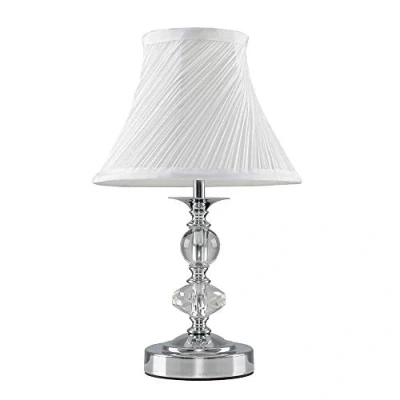 Image of MiniSun Modern Polished Chrome and Glass Touch Table Lamp with Pleated White Shade