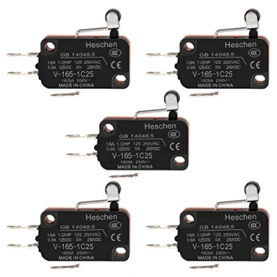 Image of Heschen Micro Switch, V 165 1C25, SPDT, Short Roller Lever, 16A 250VAC, 5PCS