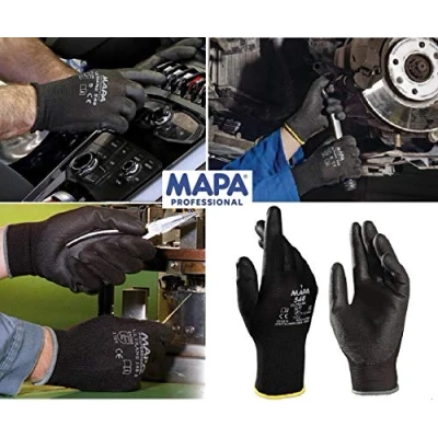 Image of Ultrane 548 Black Work Gloves Mens and Womens, Construction, Mechanics, Builders, Handling, Assembly, Multi Purpose, Protective Hand Safety Size 6 (XS) (1 Pair)