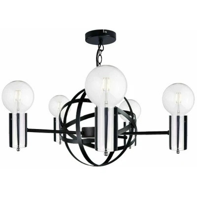 Image of Solar Pendant Ceiling Light Black, Silver, 60cm, 5x E27