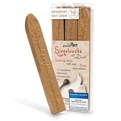 Image of GravurArt flexible sealing wax with wick in gold, 3 sticks