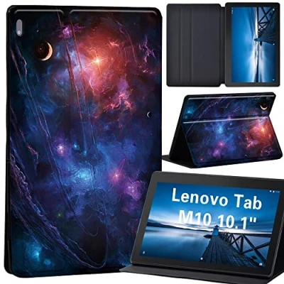 Image of Case for Lenovo Tab M10 TB X605F/ X605L/ X505F/ X505L Leather Tri Fold Stand Cover 10.1 Inch Tablet (star and galaxy)