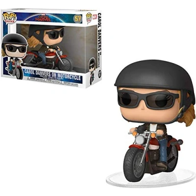 Image of Funko 36418 POP Ride Captain Marvel Carol Danvers on Motorcycle Collectible Figure, Multicolor