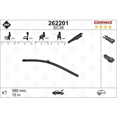 Image of 8X1955426A Wiper blade SWF Alternative Connect 262201 380mm Beam for left hand drive vehicles 15Inch FORD: FIESTA 6, 6 Van, Transit Courier Van