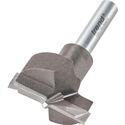 Image of Trend TCT 35mm Circular Hinge Recessing Router Machine Bit, 8mm Shank, Tungsten Carbide Tipped, 105/35X8MMTC