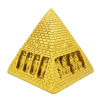 Image of Kocris Casa Aquarium Pyramid Fish Tank Decorations Ancient Egypt Statues Figurine Sculpture Reptile Turtle Lizard Spider Tanks Terrarium Egyptian Décor Ornament Pet Gold